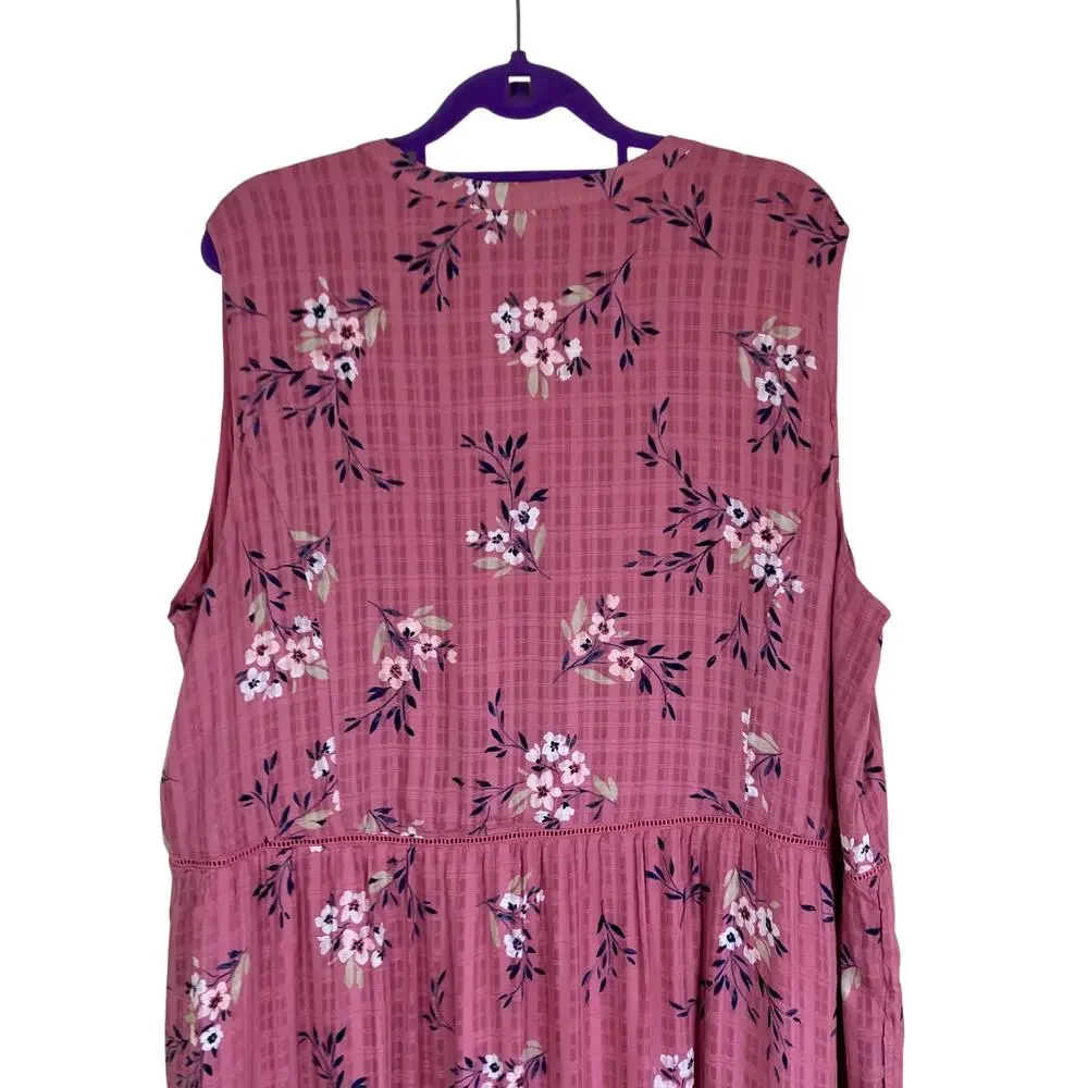 J. Jill Sz 3X NWT Dusty Rose Tiered Floral Sleeveless Rayon Maxi Dress - Picture 6 of 16